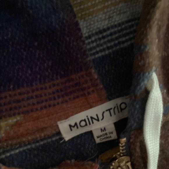 Main Strip Brown and Orange Hooded Sweatshirt Southwestern Pattern - Picture 2 of 4